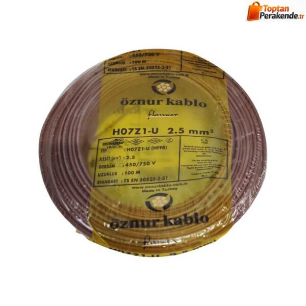 Öznur Nya Kablo 2,5mm Kahverengi (H07Z1-U) Halojen Free